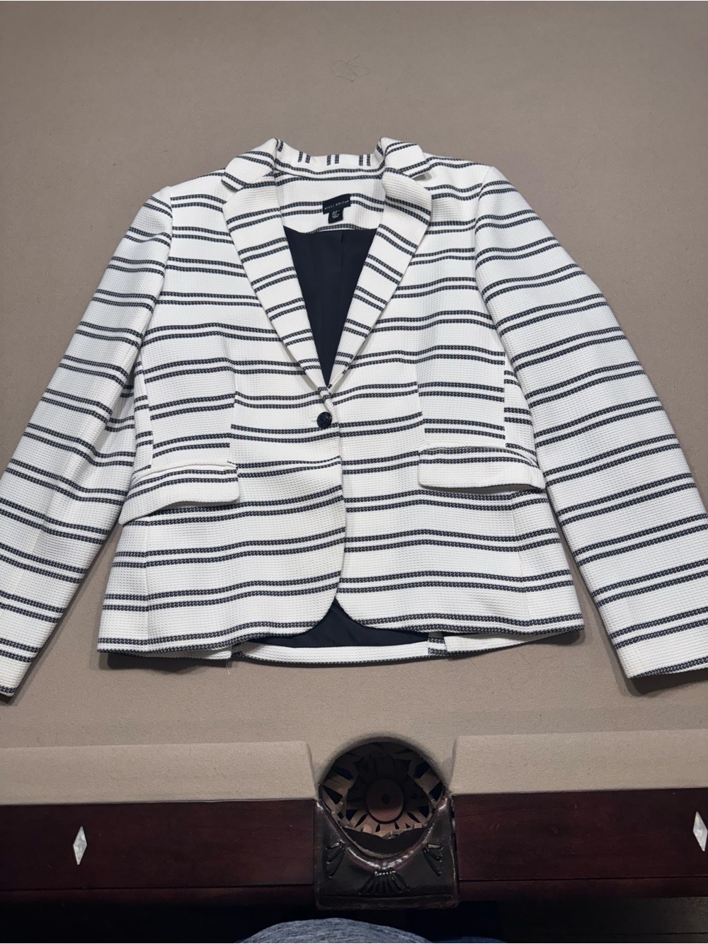 Willi Smith White Blazer with Black Horizontal Stripes